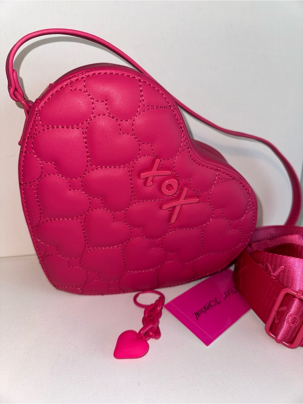 Betsey Johnson Quilted Heart Shoulder Crossbody Bag & Charm Key Holder